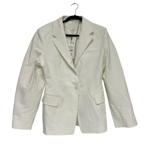Zara Womens Blazer Suit Jacket L Large White Fitted Waist 2010/810 NWT - Picture 2 of 16